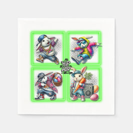 Hip hop Påskhare Buddies, Neon Grönt | Pappersservett
