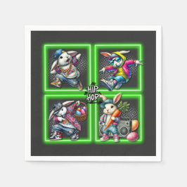 Hip hop Påskhare Buddies, Neon Grönt T-Shirt Pappersservett