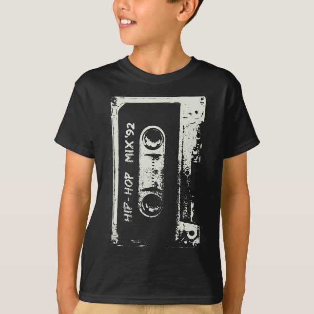 Hip hop Rap Mixtape Cassette DJ Retro 90s T Shirt (Framsida)