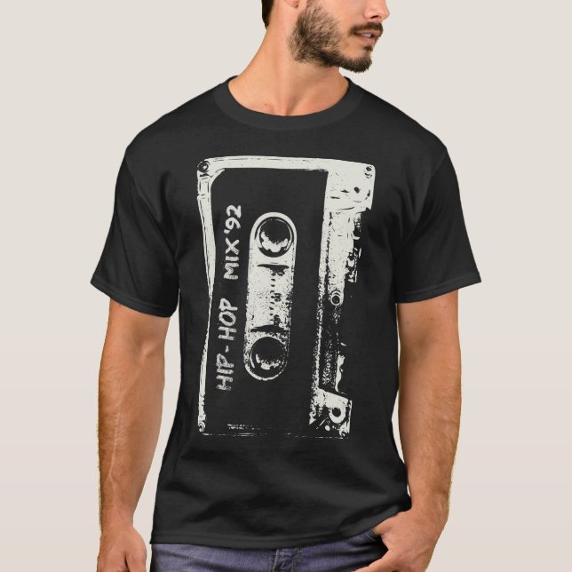 Hip hop Rap Mixtape Cassette DJ Retro 90s T Shirt (Framsida)