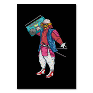 Hip hop Samurai med Boombox Stereo Retro 80s Bordsnummer