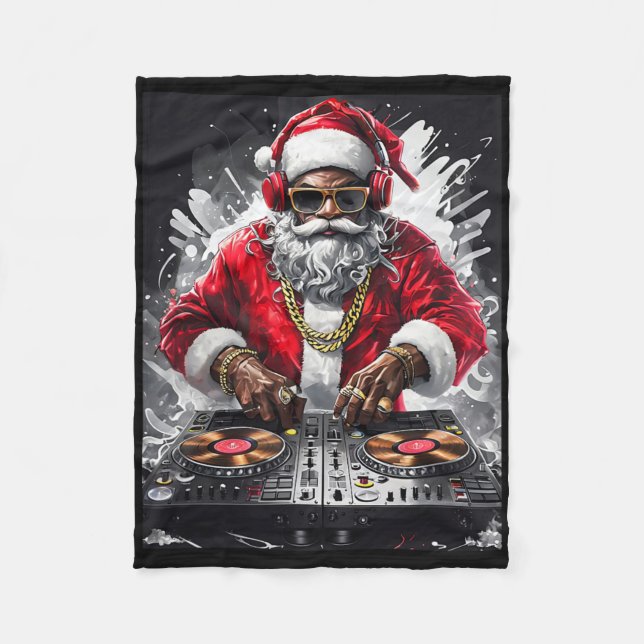 Hip hop Santa Dj Jul Fleecefilt (Framsidan)