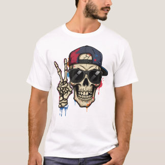 Hip hop Skeleton med sockel och skuggor T Shirt