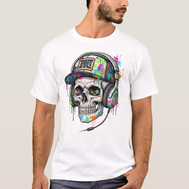 Hip hop Skull med solglasögon T Shirt (Framsida)