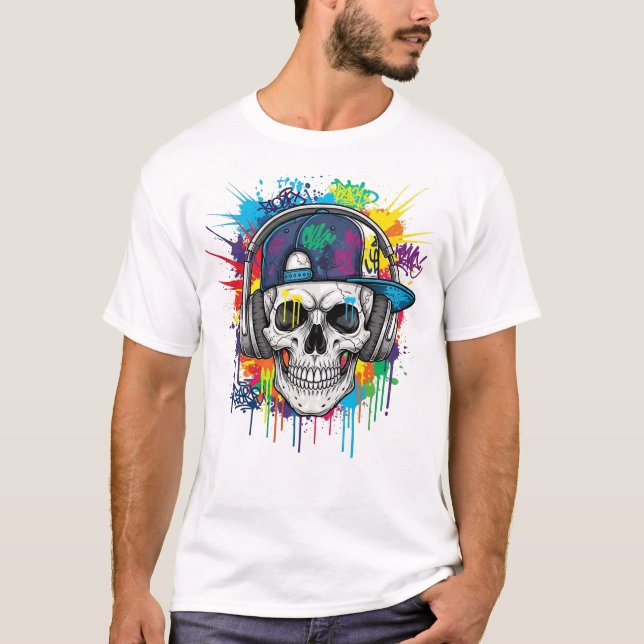 Hip hop Skull med solglasögon T Shirt (Framsida)