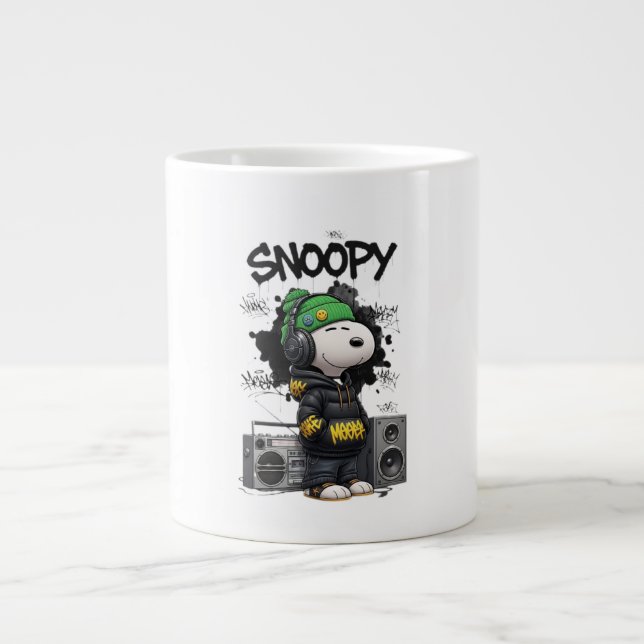 Hip-Hop Snoopy Urban Street Art Illustration Jumbo Mugg (Framsidan)