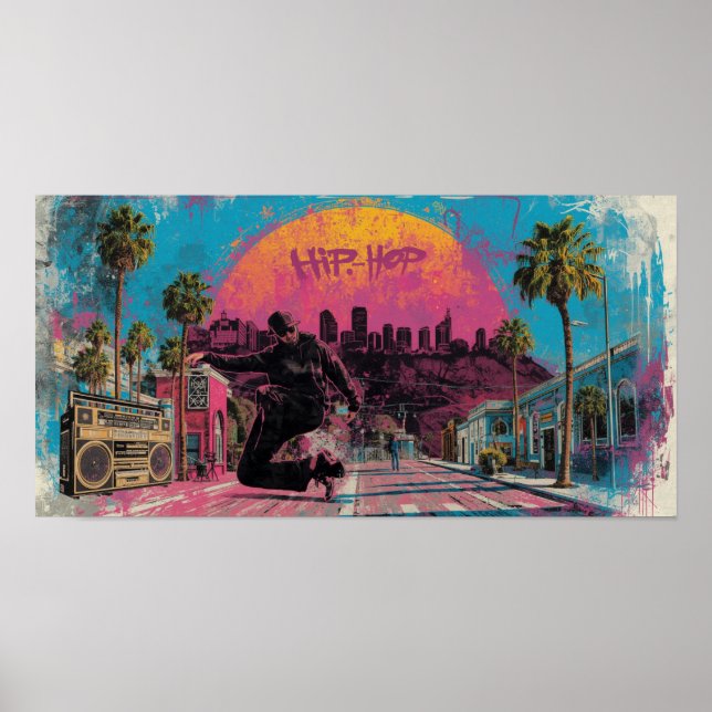 Hip-Hop Sunrise: Downtown LA Vibes Poster (Framsidan)