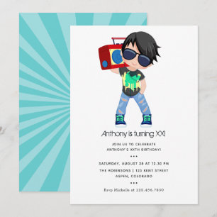 Hip hop themed Boy Birthday Inbjudningar