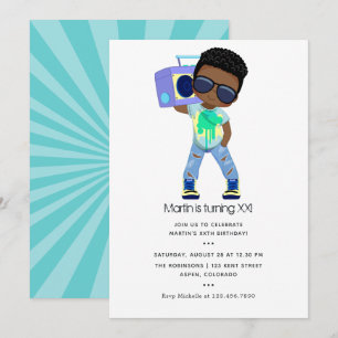 Hip hop themed Boy Birthday Inbjudningar