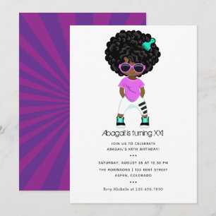 Hip hop themed Girl Birthday Inbjudningar