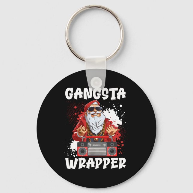 Hip Hop Tomte Gangster Jul Gangsta Slag Nyckelring (Framsida)