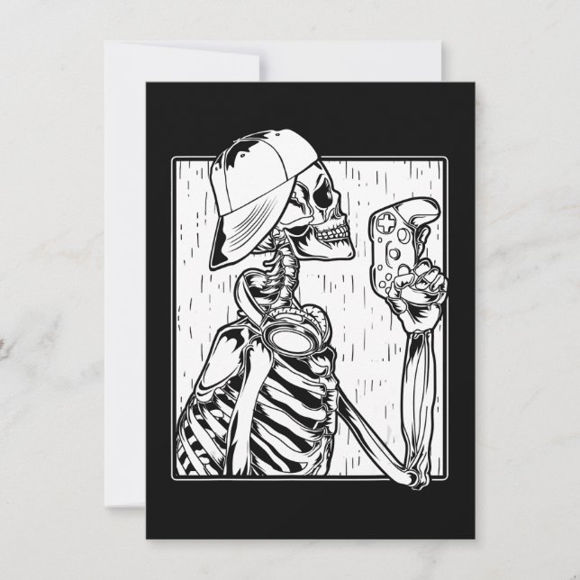 Hip hop videospelare Skeleton Boys Kids Halloween Inbjudningar (Framsida)