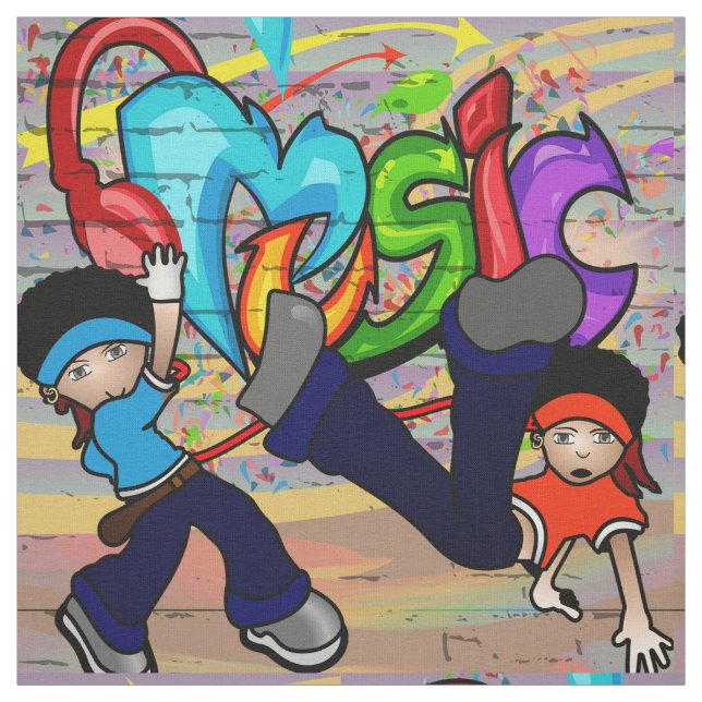 Hip hopdansen lurar grafittiväggtyg tyg (Provkarta)