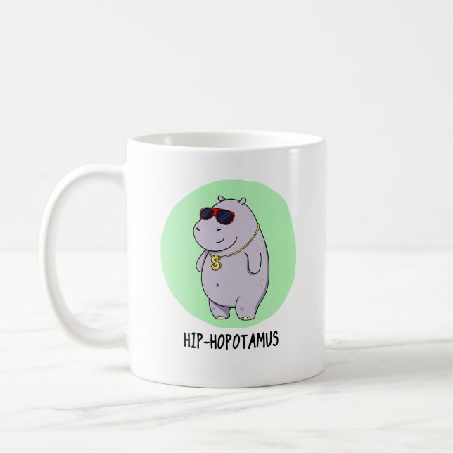 Hip-Hopotamus Funny Hippo Pun Kaffemugg (Vänster)