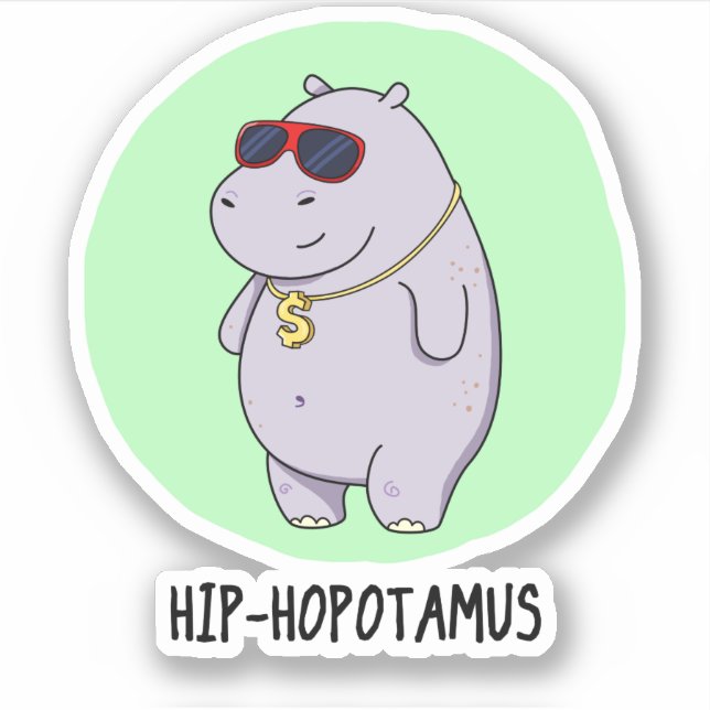 Hip-Hopotamus Funny Hippo Pun Klistermärken (Framsida)