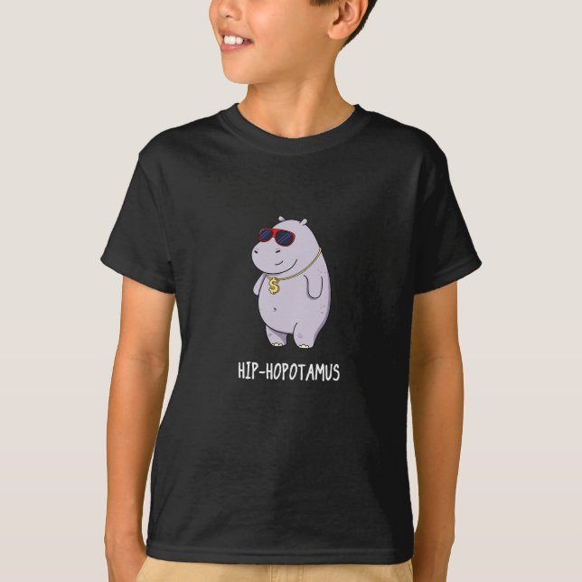 Hip-Hopotamus Funny Hippo Pun Mörk BG T Shirt (Framsida)