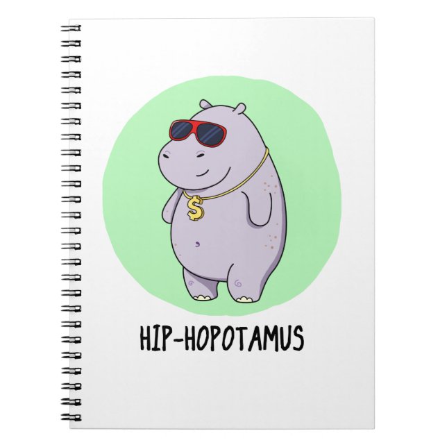 Hip-Hopotamus Rolig Flodhäst Puns  Anteckningsbok (Framsidan)