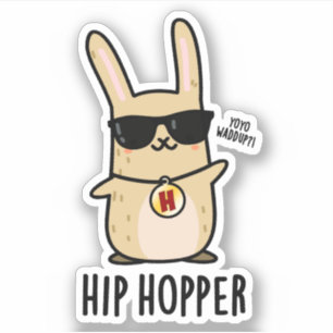 Hip Hopper Funny Bunny Rabbit Pun Klistermärken