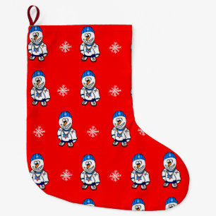 Hip hoprapparesnögubbe och snöflingor stor julstrumpa