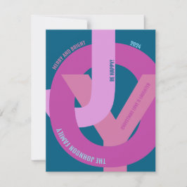 Hip 'JOY'-Hett Pinks Photo Flat Helgdag Card Julkort