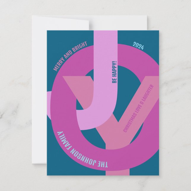 Hip 'JOY'-Hett Pinks Photo Flat Helgdag Card Julkort (Framsida)