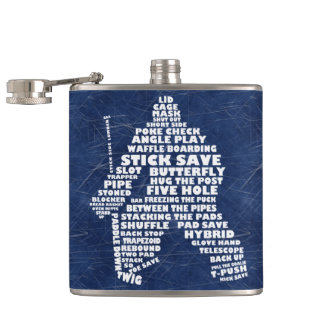 Hip-kolv av Ice Hockey Goalie Typography Fickplunta