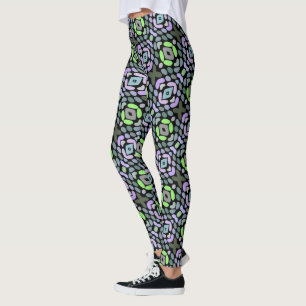 Hip Light Blue Rosa Lila Lime Green Tribal Art Leggings