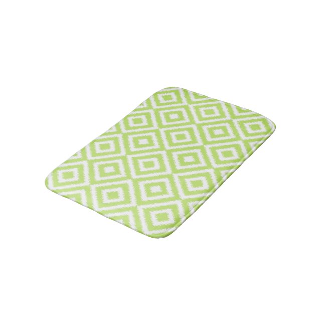 Hip Lime Green Ikat Diamond Squares Mosaic Mönster Badrumsmatta (Vinklad)