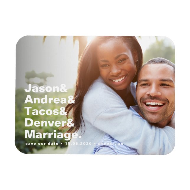 Hip List Modern Typografi Spara datum Magnet (Horisontell)