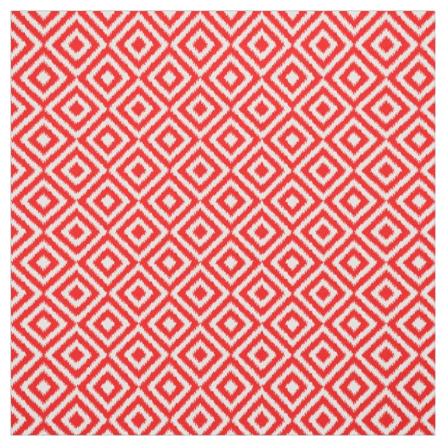 Hip-ljus röd ikat Diamond Squares Mosaic Mönster Tyg (Provkarta)