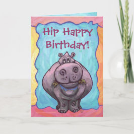 Hip Lycklig Hippopotamus Birthday Kort
