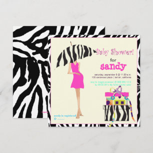 Hip mamma, zebra babydusch inbjudningar