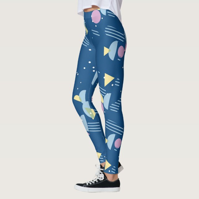Hip Modern Abstrakt Geometric 50 s Art Mönster Leggings (Vänster)