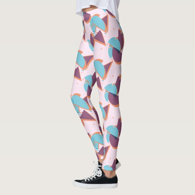 Hip Modern Abstrakt Geometric 50 s Art Mönster Leggings (Vänster)