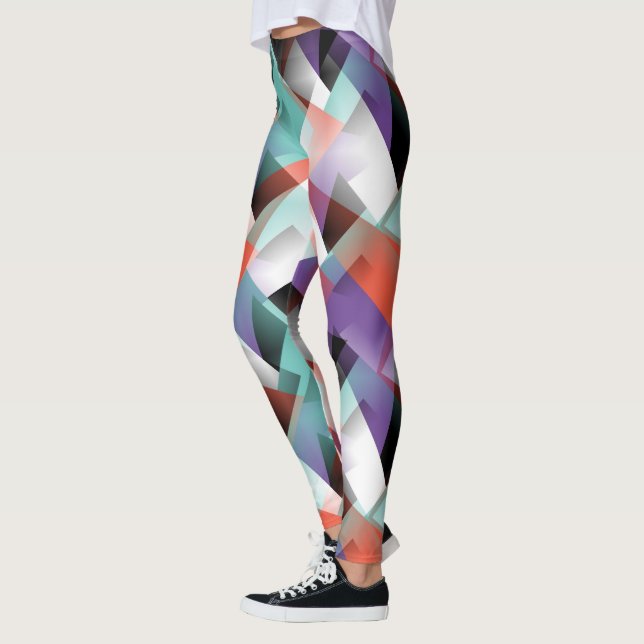 Hip Modern Abstrakt Geometric Mosaic Art Mönster Leggings (Vänster)