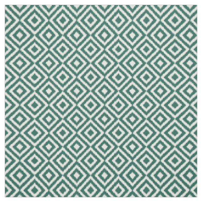 Hip Mörk grönt Ikat Diamond Squares Mosaic Mönster Tyg (Provkarta)