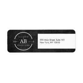 HIP och EDGY MONOGRAM-LOGOTYP med ARROW på BLACK W Returadress Etikett