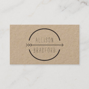 Hip och Rustic Arrow Logotyp på Kraft Visitkort