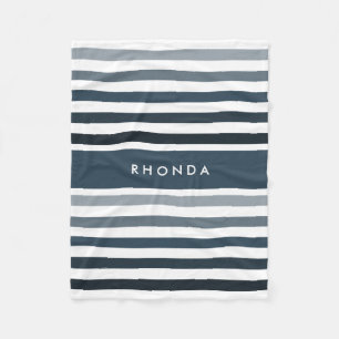 Hip Ombre Rand Mönster med Namn i djupt blå blått Fleecefilt