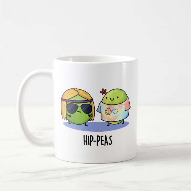 Hip-peas Funny Hippie Peas Pun Kaffemugg (Vänster)