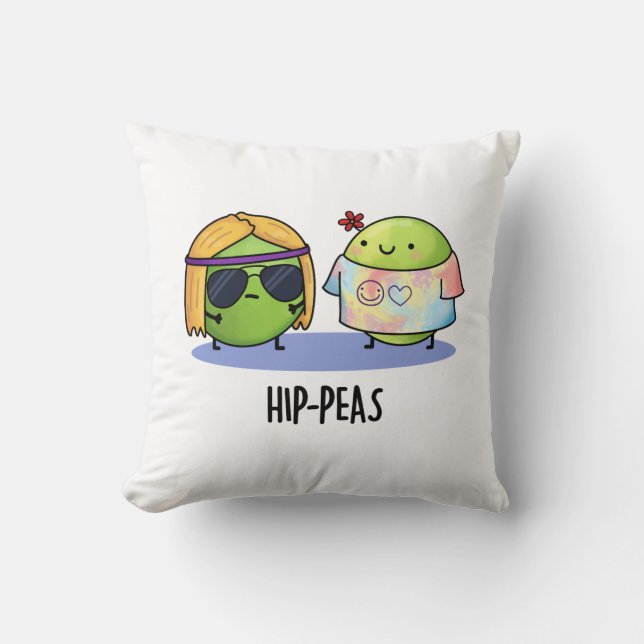 Hip-peas Funny Hippie Peas Pun Kudde (Framsida)