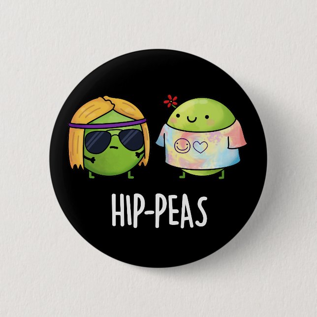 Hip-peas Funny Hippie Peas Pun Mörk BG Knapp (Framsida)
