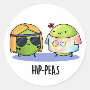 Hip-peas Funny Hippie Peas Pun Runt Klistermärke