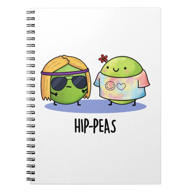 Hip-peas Roligt Hippie-ärt Puns  Anteckningsbok (Framsidan)