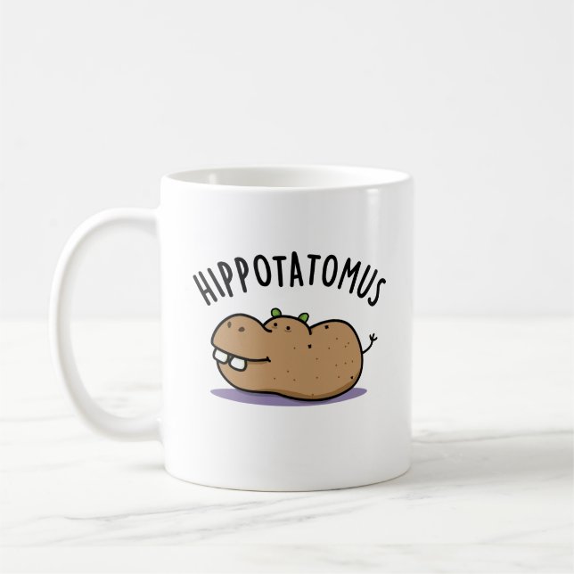 Hip-potatis-mus Funny Hippo Pun Kaffemugg (Vänster)