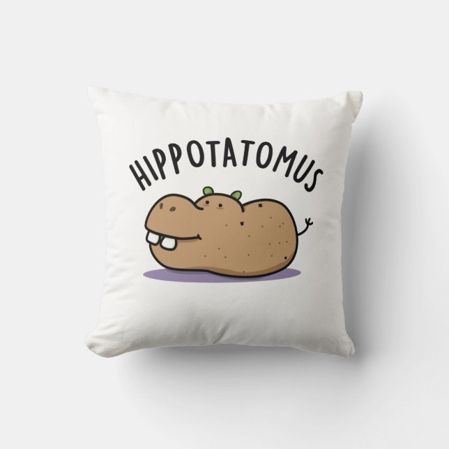Hip-potatis-mus Funny Hippo Pun Kudde (Framsida)