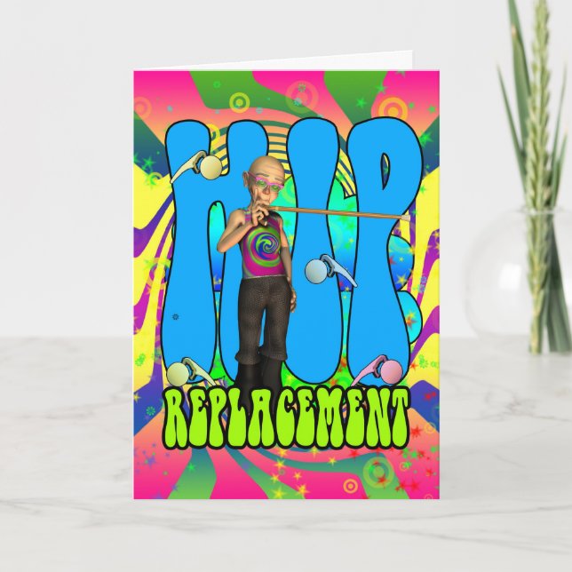 Hip Replacement Hippie retro 60's card, psychedeli Kort (Framsida)