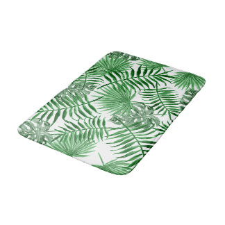 Hip Retro Tropical Grönt Handflatan Blad Mönster Badrumsmatta