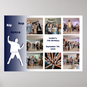 Hip-Skutt Dance Party 13:e födelsedag Fotokollage Poster