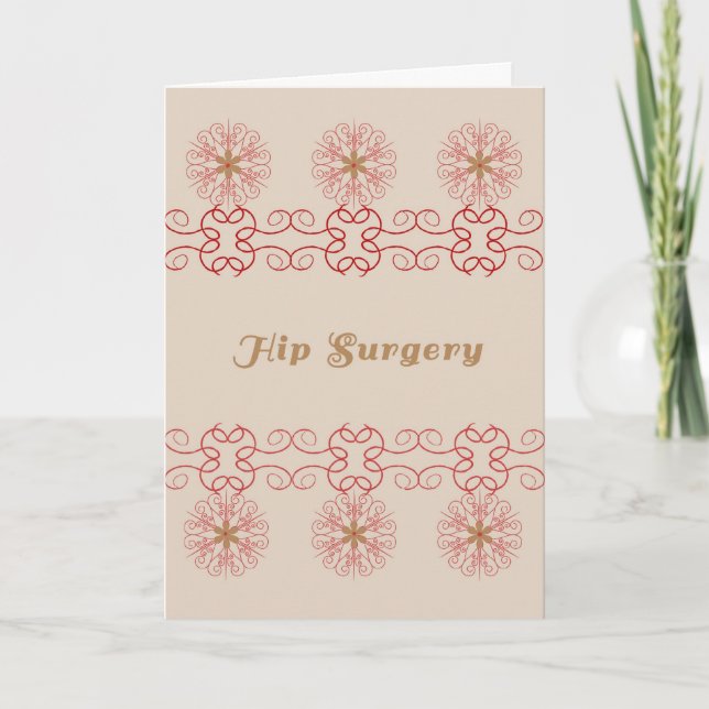 Hip Surgery Card, Tan and Cranberry Digital Design Kort (Framsida)